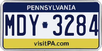 PA license plate MDY3284