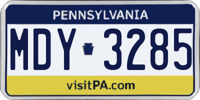 PA license plate MDY3285