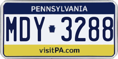 PA license plate MDY3288