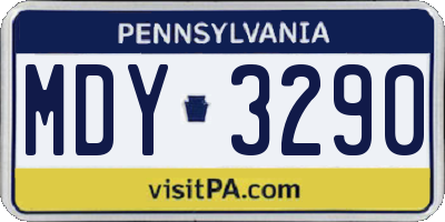 PA license plate MDY3290