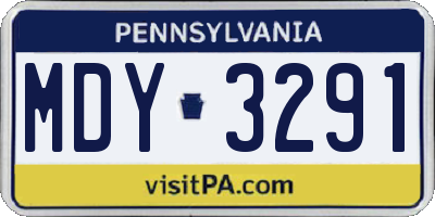 PA license plate MDY3291