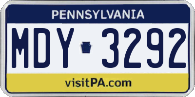 PA license plate MDY3292