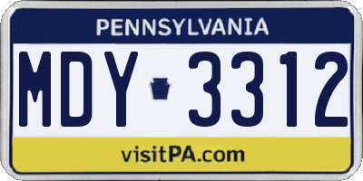 PA license plate MDY3312
