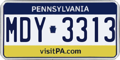 PA license plate MDY3313