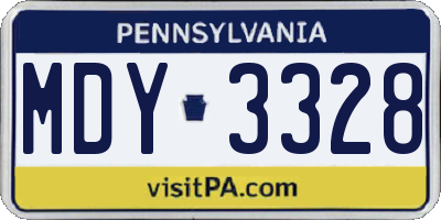 PA license plate MDY3328