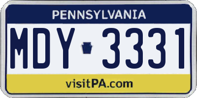 PA license plate MDY3331
