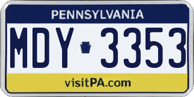 PA license plate MDY3353