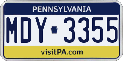 PA license plate MDY3355