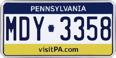 PA license plate MDY3358