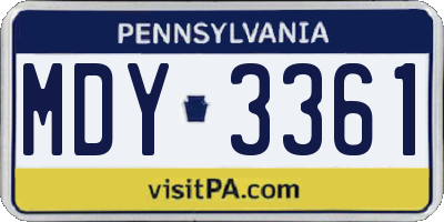 PA license plate MDY3361