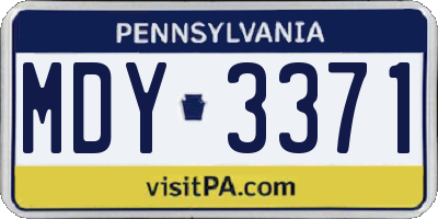 PA license plate MDY3371