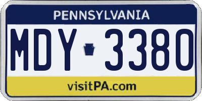 PA license plate MDY3380