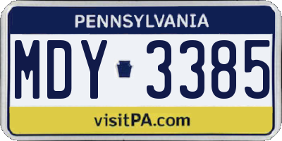 PA license plate MDY3385