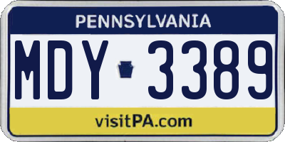 PA license plate MDY3389