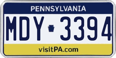 PA license plate MDY3394