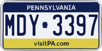 PA license plate MDY3397