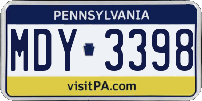PA license plate MDY3398
