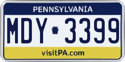 PA license plate MDY3399