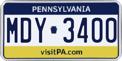 PA license plate MDY3400