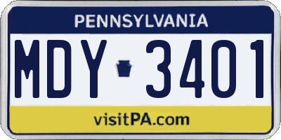 PA license plate MDY3401