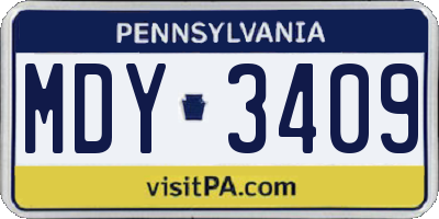 PA license plate MDY3409
