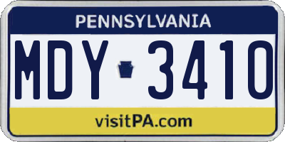 PA license plate MDY3410