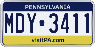PA license plate MDY3411