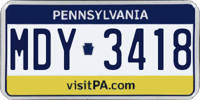 PA license plate MDY3418
