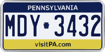 PA license plate MDY3432