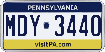PA license plate MDY3440