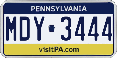 PA license plate MDY3444