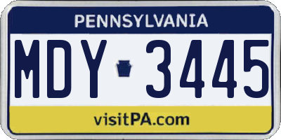 PA license plate MDY3445