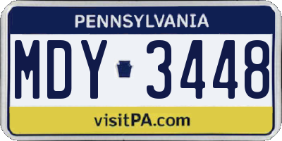 PA license plate MDY3448