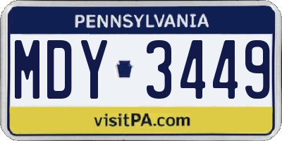 PA license plate MDY3449