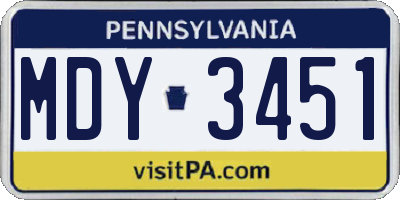 PA license plate MDY3451