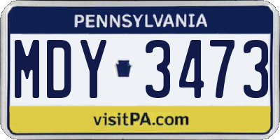 PA license plate MDY3473