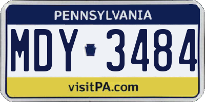 PA license plate MDY3484