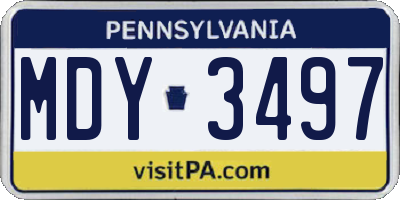 PA license plate MDY3497