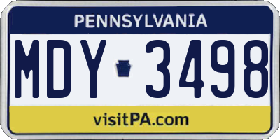 PA license plate MDY3498