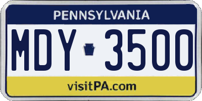 PA license plate MDY3500