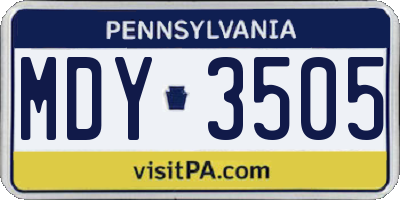 PA license plate MDY3505