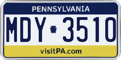 PA license plate MDY3510