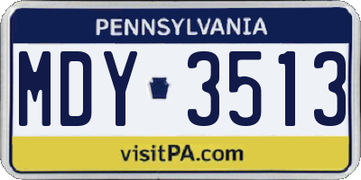PA license plate MDY3513