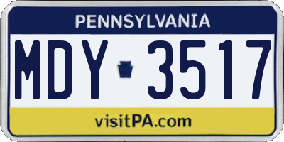 PA license plate MDY3517