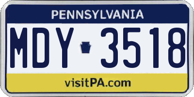 PA license plate MDY3518