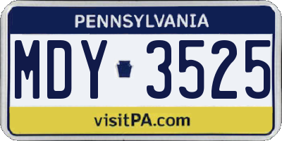 PA license plate MDY3525