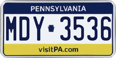 PA license plate MDY3536