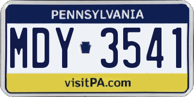 PA license plate MDY3541
