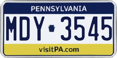 PA license plate MDY3545
