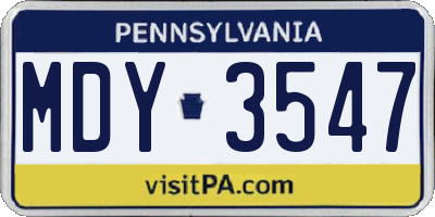 PA license plate MDY3547